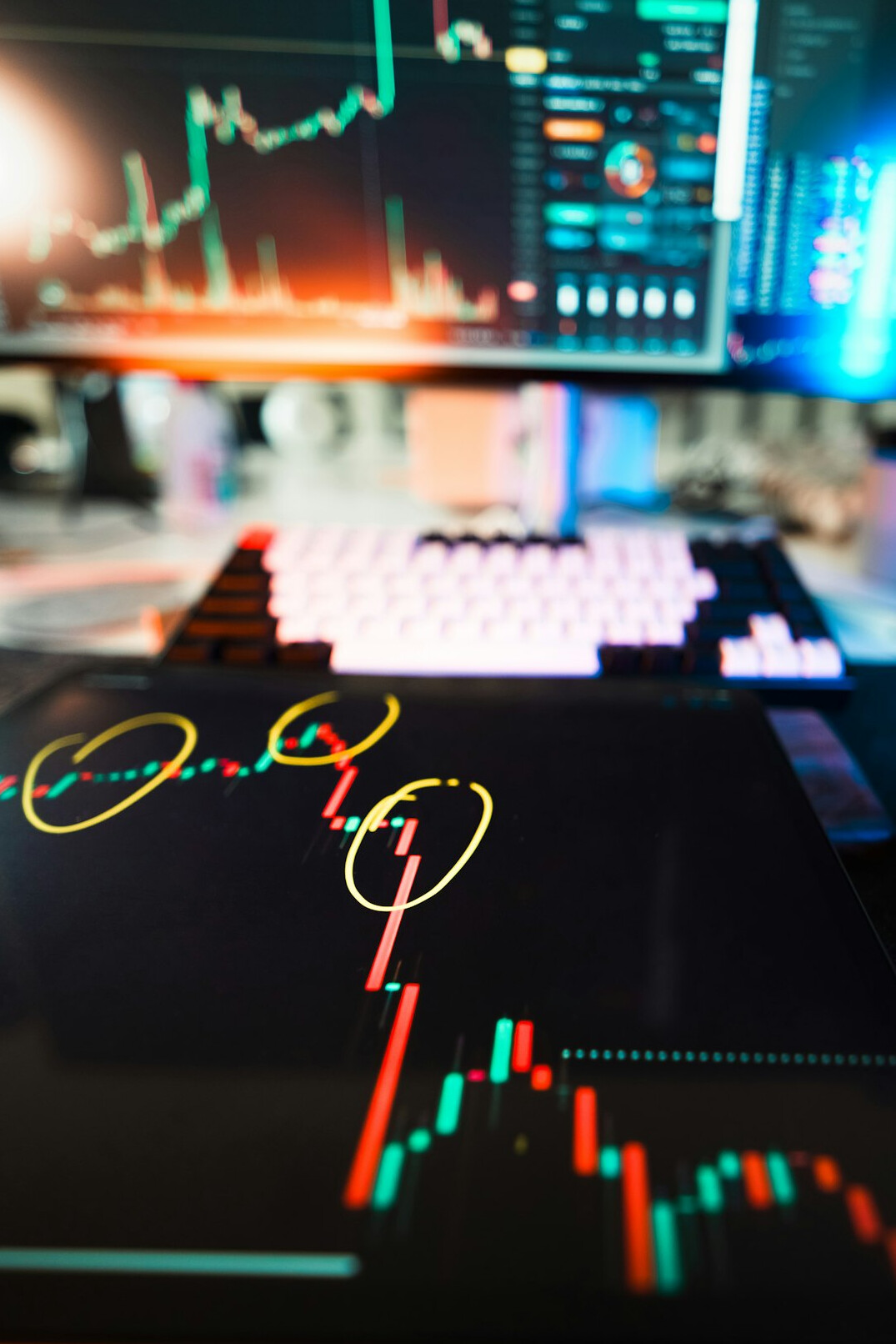 data analysis charts on screen