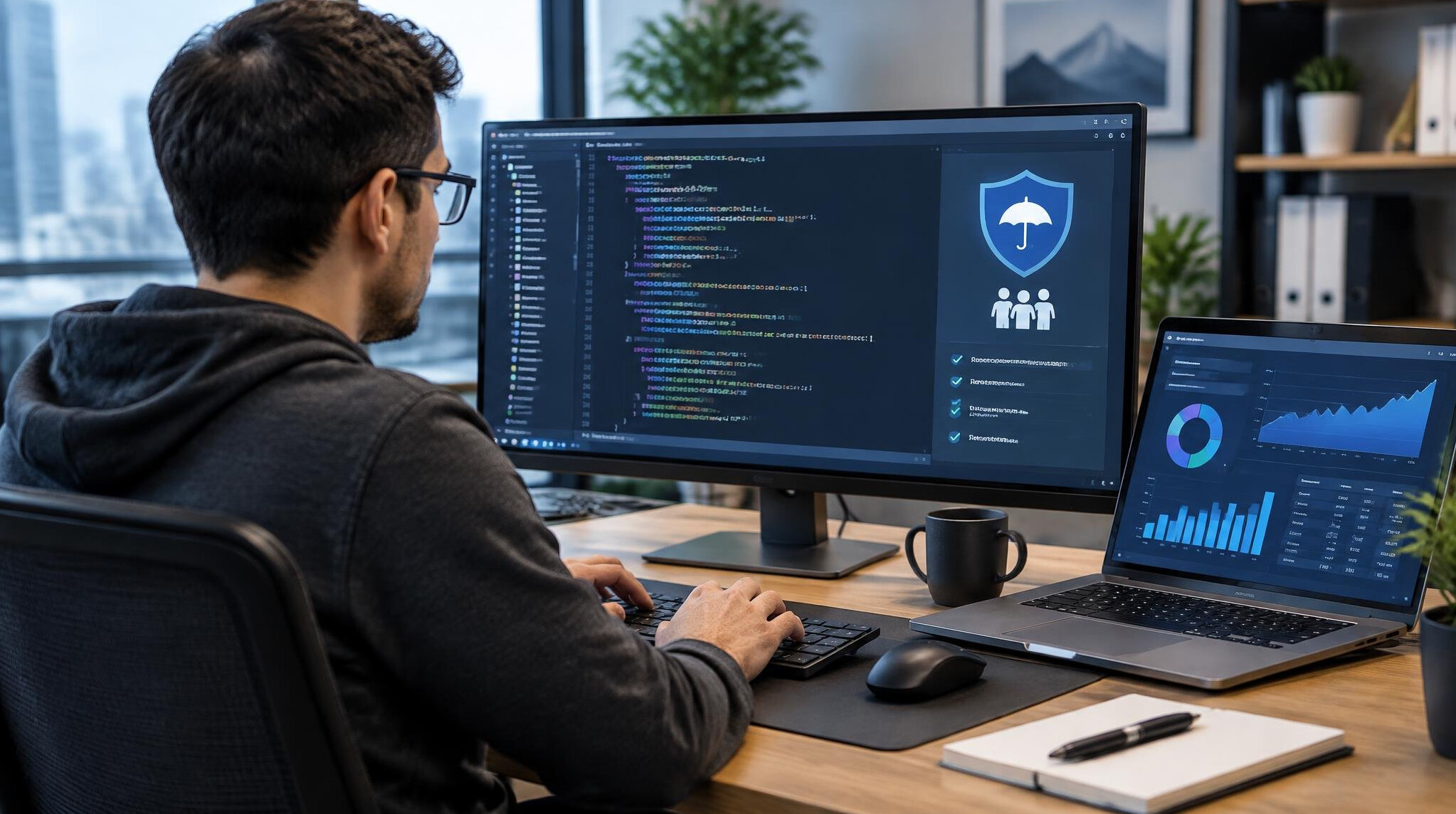 programmer writing insurance code
